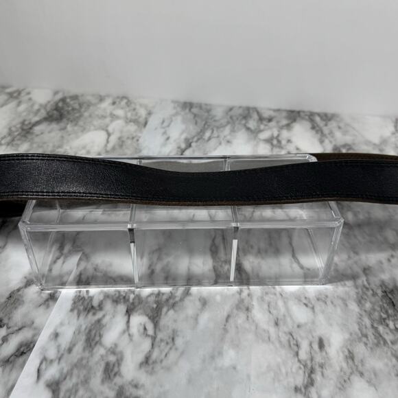 American Eagle Outfitters Leather Brown Size XL Big Metal Buckle Black Floral - Picture 10 of 10